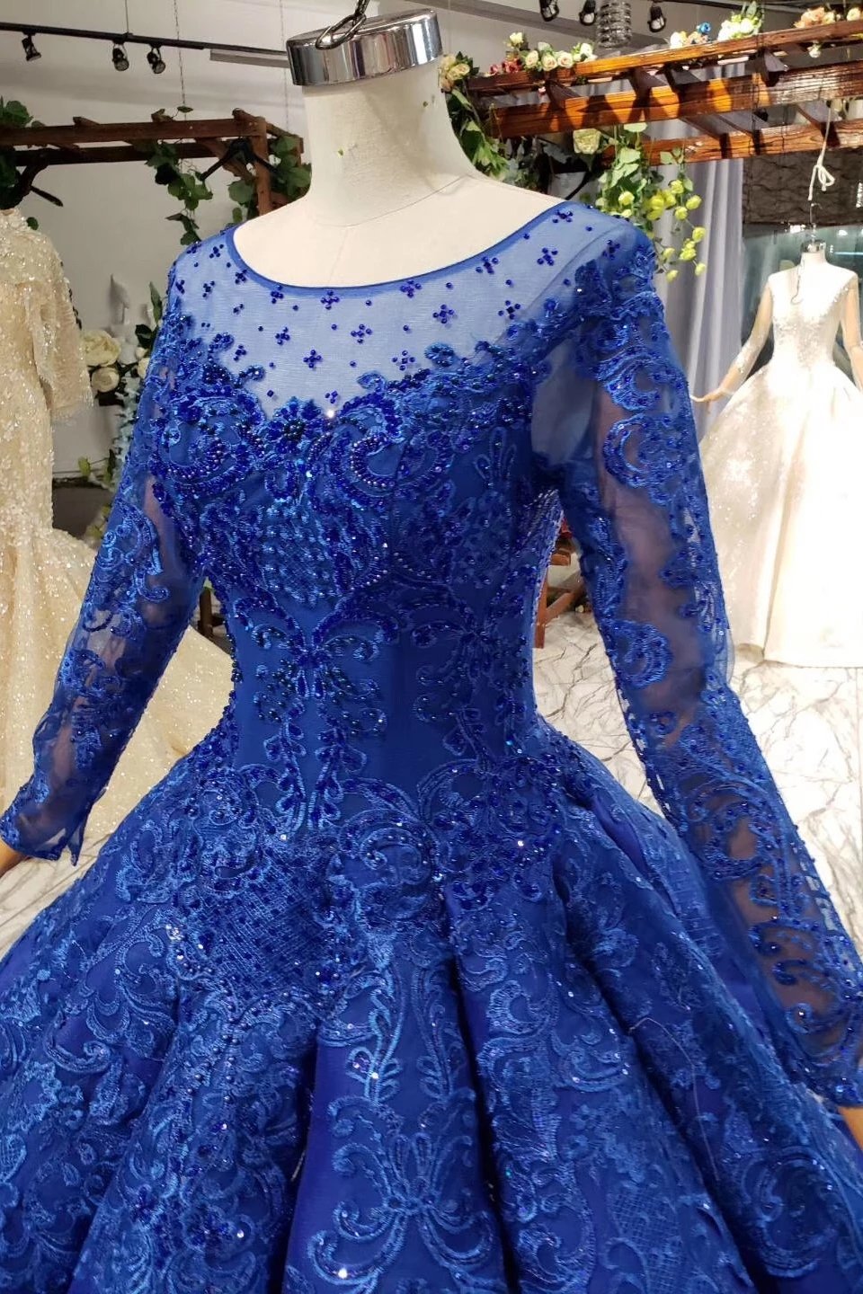 Elegant Long Sleeves Lace Appliques Prom Party Gowns on Sale Fit and F –  Ballbella